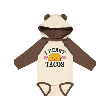

Inktastic I Heart Tacos Taco Illustration with Face Gift Baby Boy or Baby Girl Long Sleeve Bodysuit