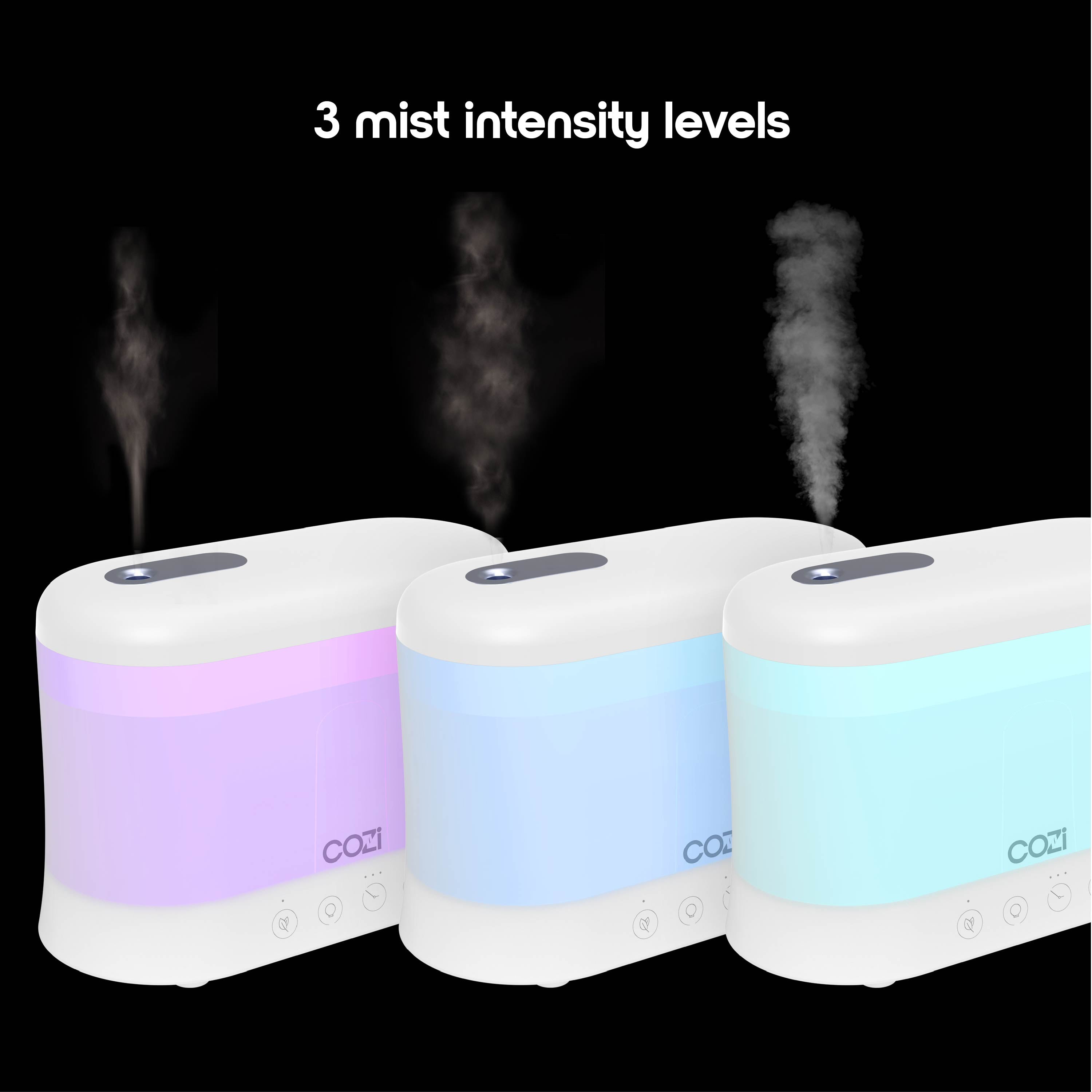 Cozi by Tzumi Cool Mist Humidifier and Aroma Diffuser with LED Lights, Room Humidifier for Bedroom and Home Office