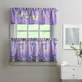 thumbnail image 2 of Purple Lavender Flower Butterflies Kitchen Curtains and Valances Set-3 Piece Kitchen Curtains Sets with Valance for Windows Rod Pocket Machine Washable Kitchen Decor(54"x18"+2x27.5"x24"), 2 of 6