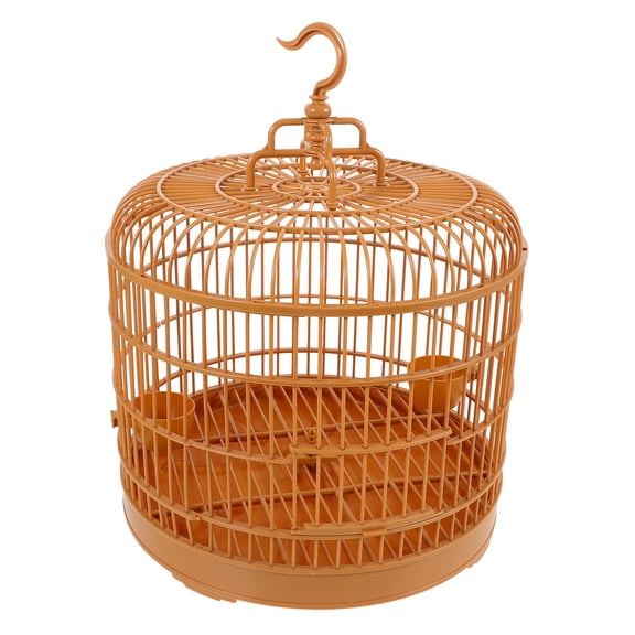 HEANUJJ Vintage Style Hanging Bird Cage Plastic Decorative Round Cage for Small Animals Chocolate
