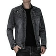 thumbnail image 2 of XMMSWDLA 2022 Men Tops Autumn Spring And Autumn Solid Color Zipper Faux Leather Jacket, 2 of 6