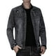 thumbnail image 1 of Chaqueta de piel sintética con cremallera de color sólido a la moda de otoño primavera y otoño para hombre Pompotops oipoqjl13963, 1 of 6