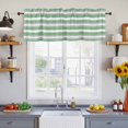 thumbnail image 4 of 2 Panels Green Grey Stripe Valance for Windows, Farmhouse Modern Art Striped Light Filtering Kitchen Curtains, Rod Pocket Window Treatment Curtain Valances for Living Room Bedroom, 42"x18", 4 of 9