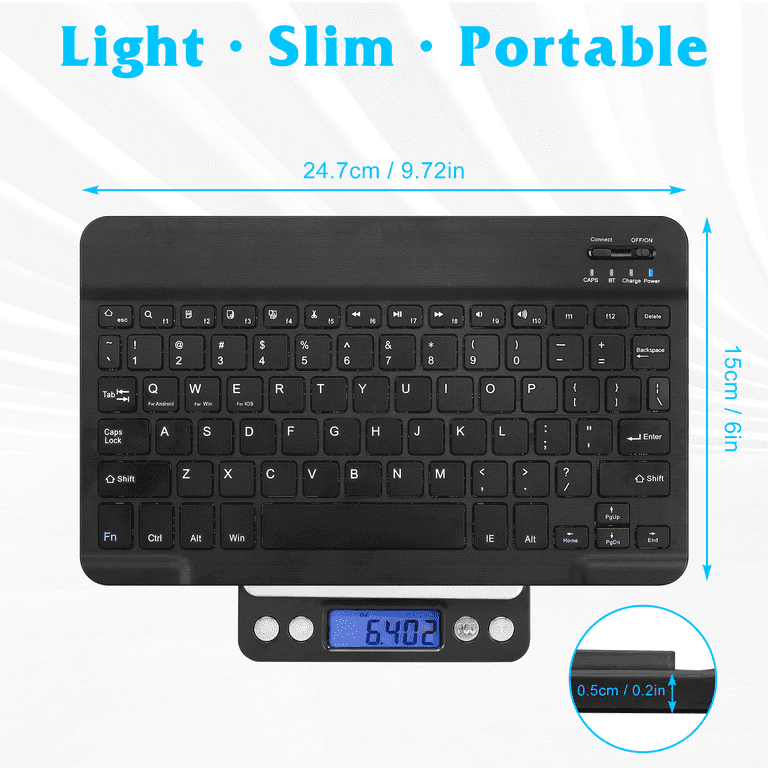 Ultra-Slim Bluetooth rechargeable Keyboard for Motorola Edge 30 Pro and all  Bluetooth Enabled iPads, iPhones, Android Tablets, Smartphones, Windows pc 