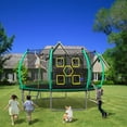 thumbnail image 2 of Ambifirner 12FT Jungle King Trampoline | Forest Green/Black Coating, Recreational Trampoline with Enclosure Net & Ladder, 144in Round Design for Ball Games + Triple-Layer Safety Net, 2 of 10