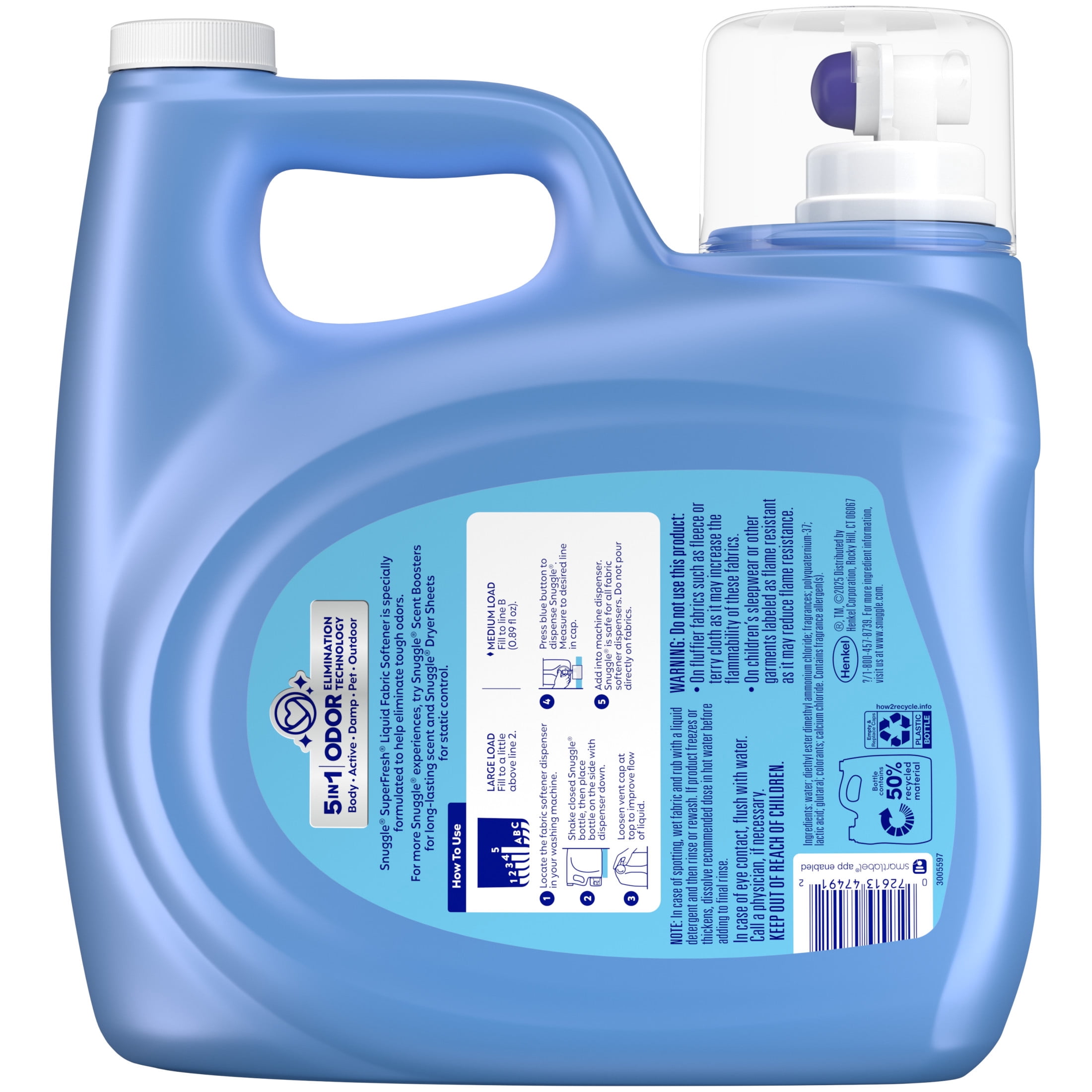 Snuggle SuperFresh Liquid Fabric Softener, Odor Eliminating, Morning Breeze, 132 Loads