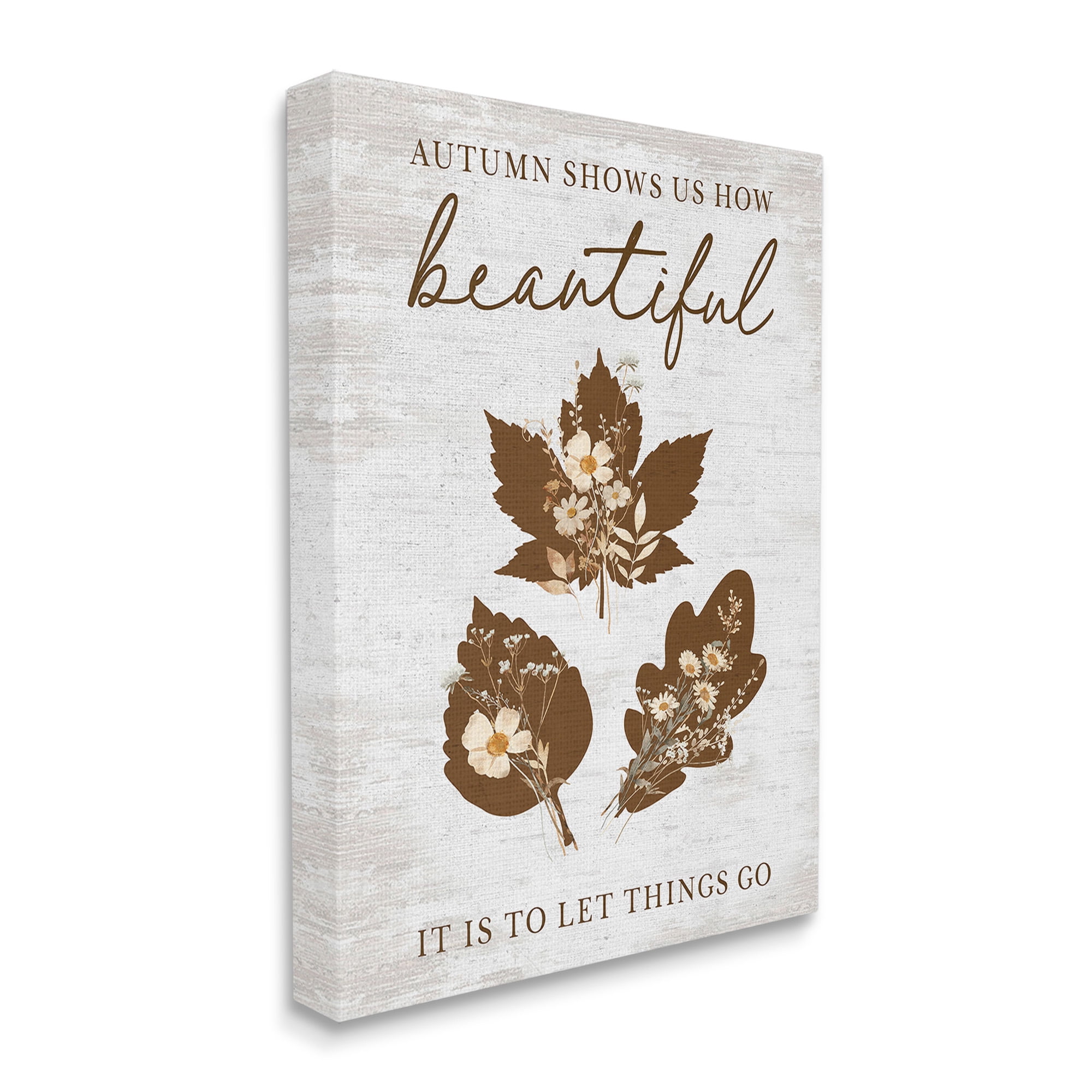 Stupell Industries Autumnal Beauty Phrase Botanical & Floral Painting Gallery Wrapped Canvas Art Print Wall Art, 16 x 20