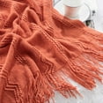 thumbnail image 5 of Orange Throw Blanket with Fringe,Salmon Knit Bed Throws,Fall Blanket for Couch Bed,50"x60", 5 of 8