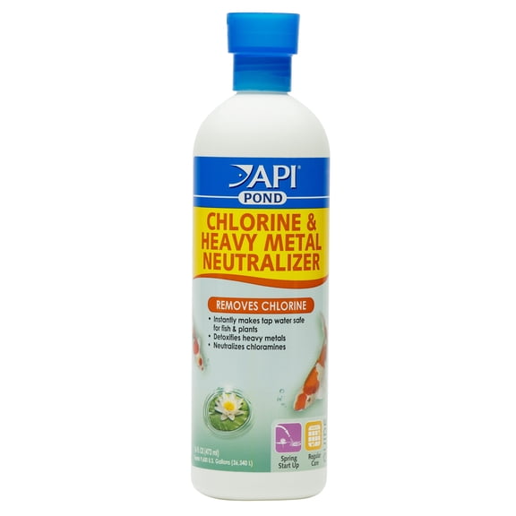 API Pond Chlorine & Heavy Metal remedy, Pond Water remedy, 16-Ounce