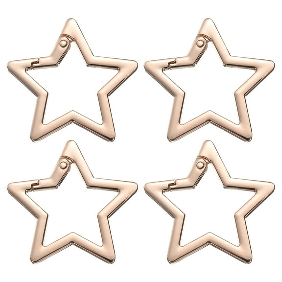 Uxcell 4 Pcs Star Shaped Spring Keychain Clip Metal 1.6 Inch Snap Hook Holder Trigger Key Holder Clips for Keychains Bags Purse Handbags DIY Crafts, Gold