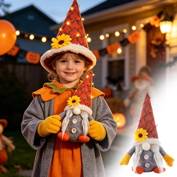 Autumn Gnome Rudolph Doll Ornament with Soft Fabric for Tabletop, Mantel and Thanksgiving Home Decor, Harvest Festival, Seasonal Display Accent