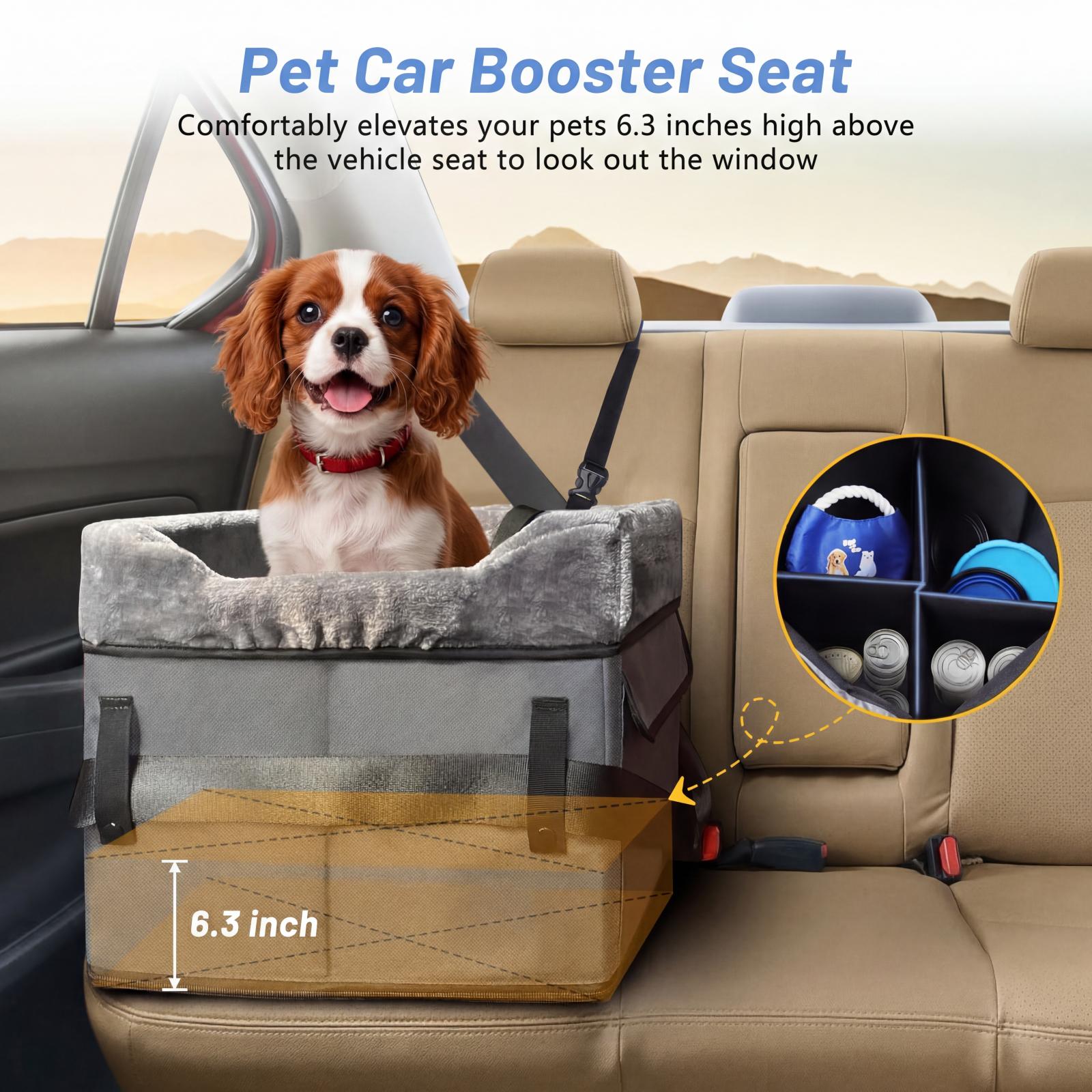 DaPlug Small Dog Booster Car Seat, Gray, Up to 25 lbs photo 4
