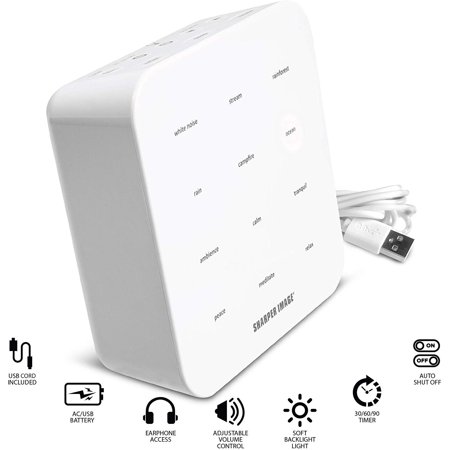 SHARPER IMAGE Ultimate Sleep White Noise Sound Machine for Adults and Baby, Portable