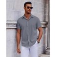 thumbnail image 2 of COOFANDY Mens Casual Business Shirts Button Up Slim Fit Short Sleeve Shirts Work Office, 2 of 6