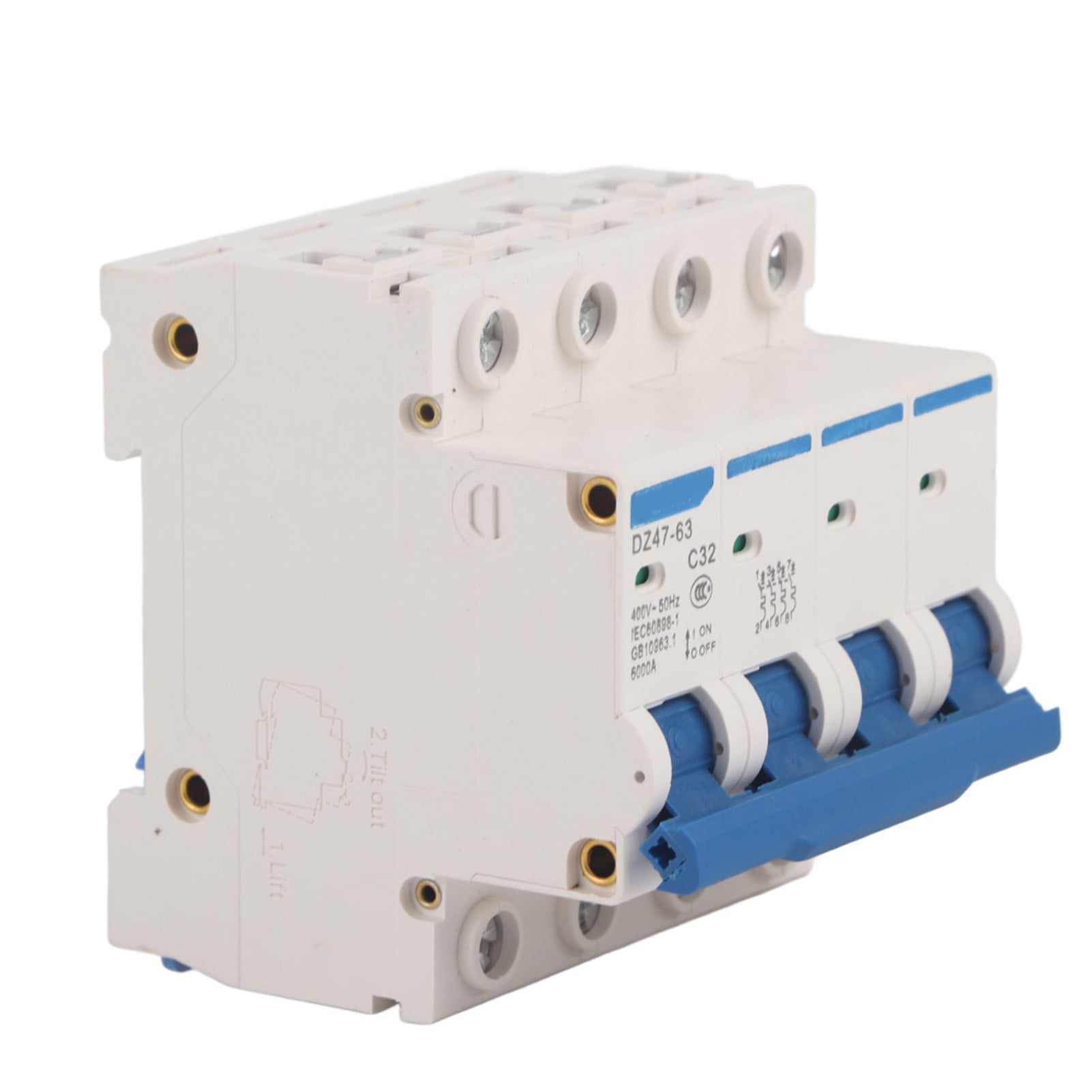 DZ47‑63 C32 Disjoncteur Miniature 3 Pôles, 3P 400V 32A Commutateur D'Air Basse Tension à Montage Sur Rail DIN Pour Système De Distribution D'Éclairage