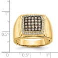 thumbnail image 5 of 14K Yellow Gold Ring Band Men's Diamond Round Champagne & White, Size 8, 5 of 5