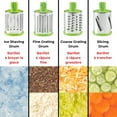thumbnail image 3 of Starfrit Râpe à Tambour Avec 4 Barillets en Inox Interchangeables, Lames Ultra Tranchantes, Base Ventouse Stable, Poussoir Sécuritaire, Parfaite Pour Râper Et Trancher Légumes, Fromage, Glace Râpée, 3 of 10