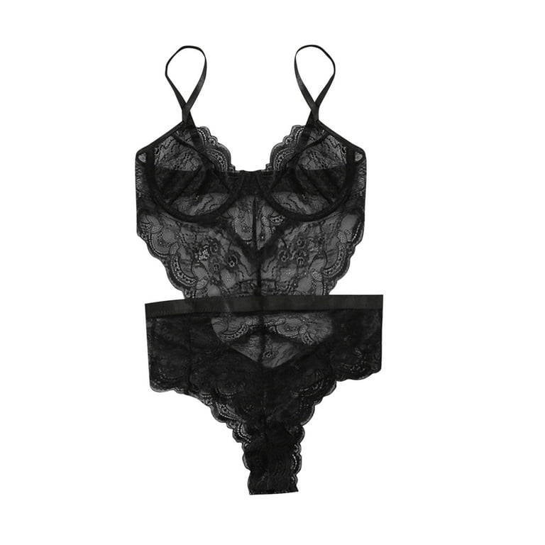 OAVQHLG3B Sexy Womens Lingerie Teddy Set Lace Hollow Out Underwear