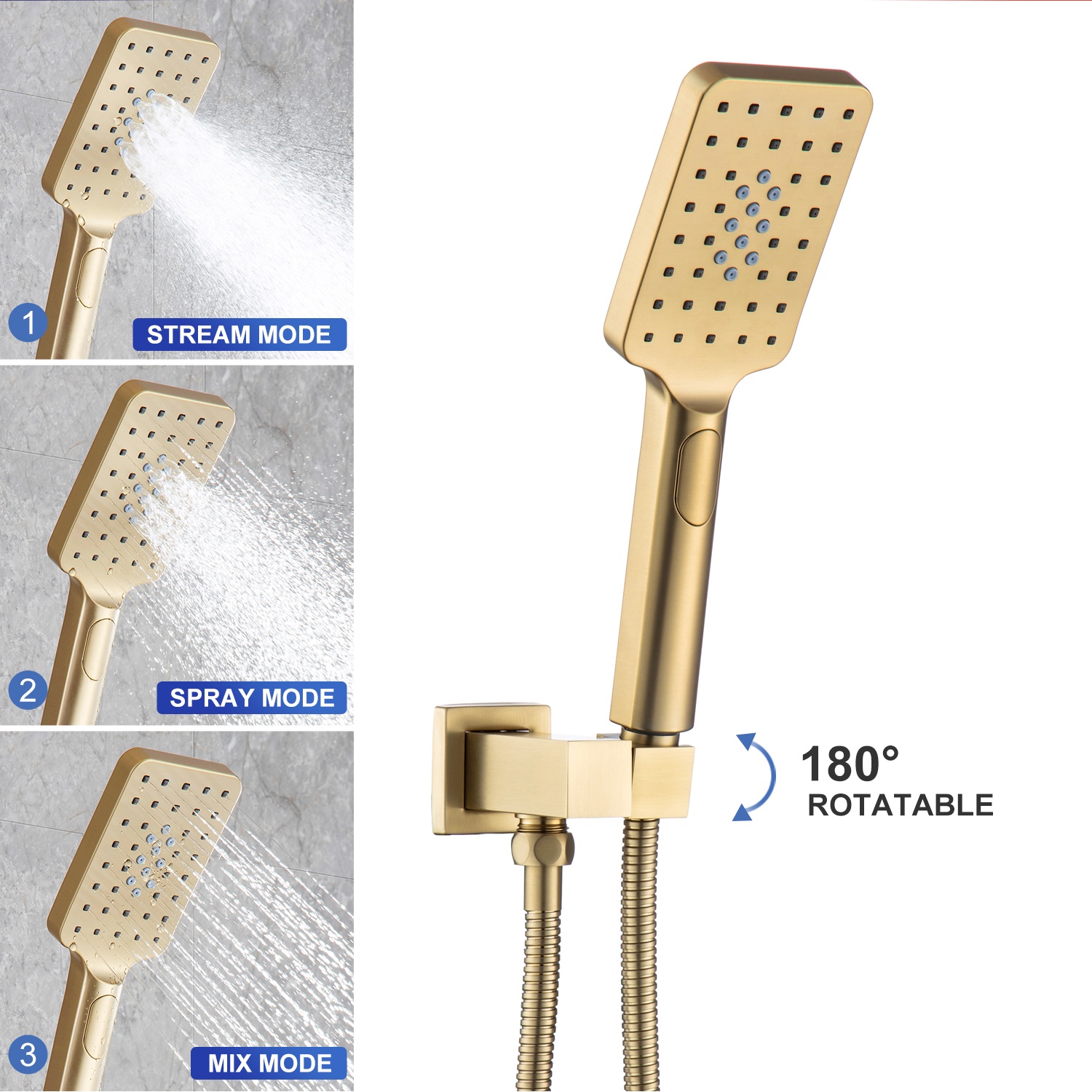 Rainlex One-Handle 1-Spray Setting Brushed Gold Bathtub Shower Faucet
