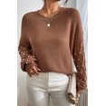 thumbnail image 6 of Women's Chestnut Beaded Drop Shoulder Round Neck Sweater | [ZhiHiMeRi] | (US 12-14)L, 6 of 7