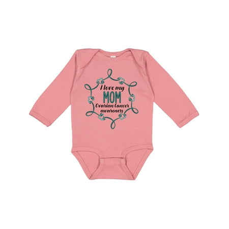 

Inktastic I Love My Mom Ovarian Cancer Awareness Gift Baby Boy or Baby Girl Long Sleeve Bodysuit