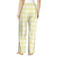 thumbnail image 2 of Disketp Lemon Yellow Checkboard Print Women's Comfy Pajama Pants Casual Drawstring Palazzo Lounge Wide Leg Pants, 2 of 7