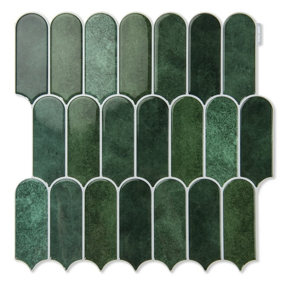 12'' x 12'' Peel and Stick Backsplash,10-Sheet Self-Adhesive Wall Tiles for Kitchen Bathroom,Thicker Design in Green