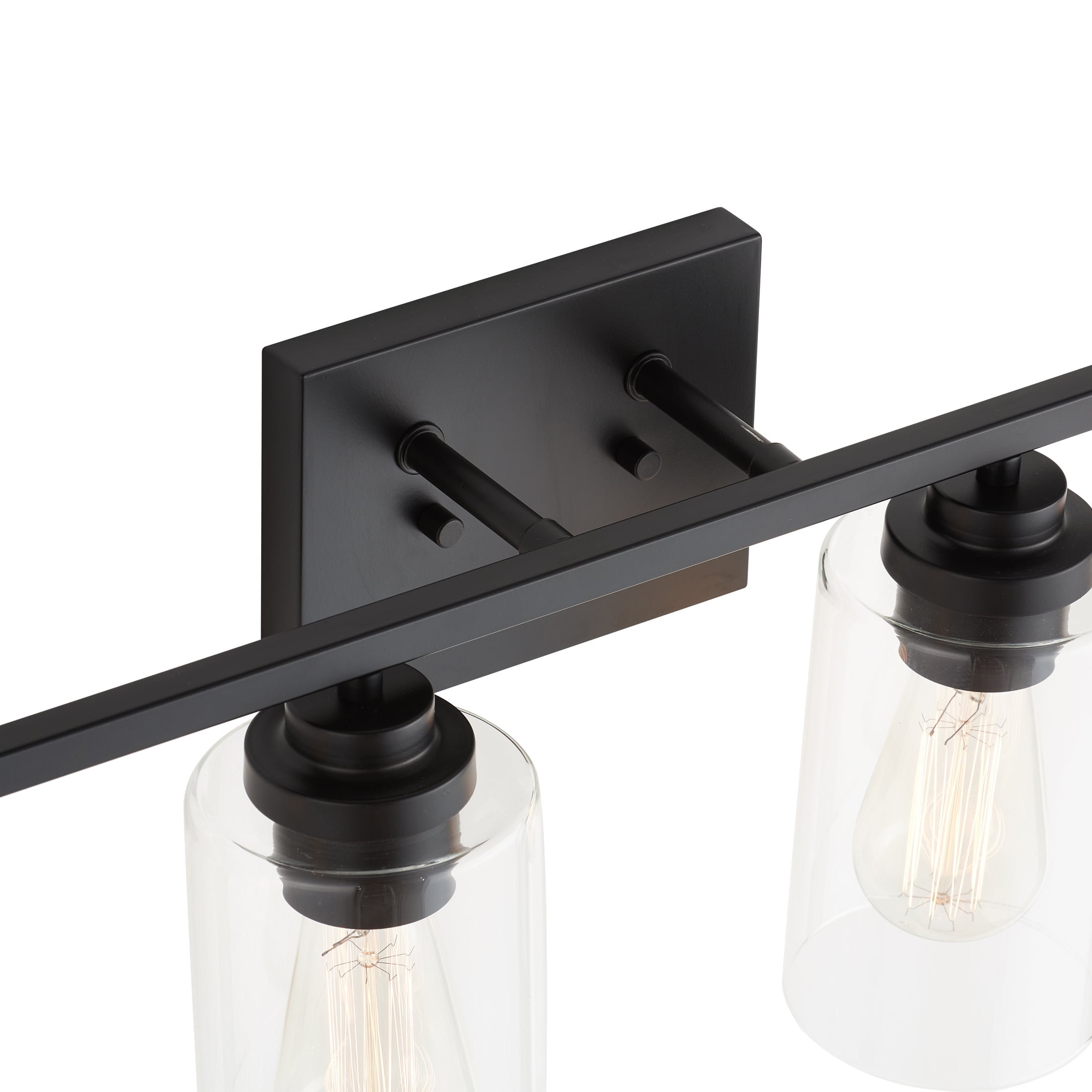 Kyrid Modern Bathroom Light Fixtures for Mirror, 4-Light Black Dimmable Vanity Light with Glass Shade, E26 Bulbs