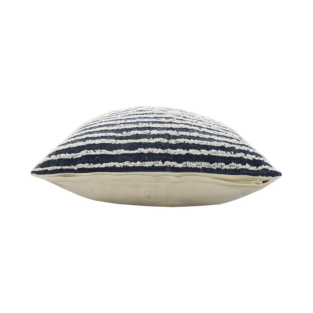Harlow Hill Insignia Blue Striped Contemporary Cotton Throw Pillow Cover, 20" x 20"