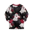 thumbnail image 6 of felwors Halloween Pajamas Big Boy Girls Crew Neck Cute Print Pajama Sets Long Sleeve Lovely Sleepwear 2 Piece Pjs Multiple Cartoon Jammies Pajama (Black,5-6 Years), 6 of 7