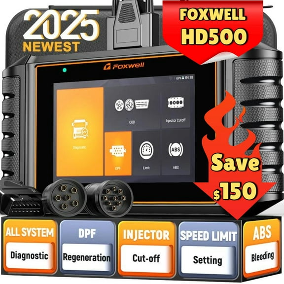 FOXWELL Heavy Duty Truck Scanner with DPF Regen, Full System Diesel Diagnostic Scan Tool for Cummins, Detroit, Caterpillar, Paccar, Hino & More Pickup Semi Trucks