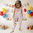 thumbnail image 2 of Girls Easter Jumpsuit Kids Romper Sleeveless Bunny Print with Pockets Pink Spring Outfit Kids Clothes,Size 4 T, 2 of 7