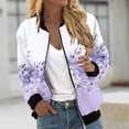 thumbnail image 2 of Lovzfmll Haut Décontracté pour Femmes, Mode Imprimé Poche Zippée Manches Longues Amples Violet, P, 2 of 6