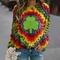 thumbnail image 2 of FAVIPT Women's St Patrick's Day T Shirts Tie Dye Irish Clover Long Sleeve Sweatshirt Shamrock Crewneck Tops Pullover Blouses Clearance Sale 2025 Green,L, 2 of 3