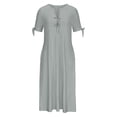 thumbnail image 2 of Fengqque Women Summer Dresses Short Sleeves V Neck Maxi Dresses Plus Size Boho Long Dresses Gray XXL(XXL), 2 of 6