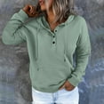 thumbnail image 6 of Lohuatrd Women Fall Winter Hoodie Long Sleeve Loose Pullover Big Pocket Button Decor Drawstring Casual Soft Warm Hooded Elastic Cuff Lady Hoodie Top, 6 of 8