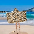 thumbnail image 2 of Yayeee Kids Hooded Towel with Hand Pockets Beach Soft Absorbent Bath Wrap 50 x 23.5 inch, Brown Floral Leopard Pattern, 2 of 5