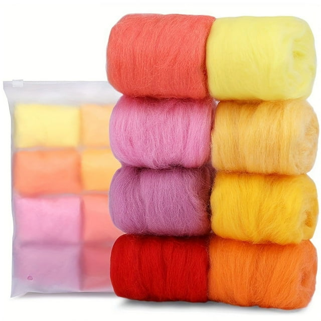 serony Soft And Comfortable 8-Color Wool Roving Set For Set: beautiful and DIY Crafts Wool Roving Set Includes 8 Different