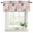 thumbnail image 2 of Boho Spring Floral Valances for Windows, Decorative Rod Pocket Window Valance Curtains, Vintage Flowers Patchwork Plaid Pink Short Curtain Drapes for Kitchen/Living Room, 2 Panels, 60" W x 18" L, 2 of 8