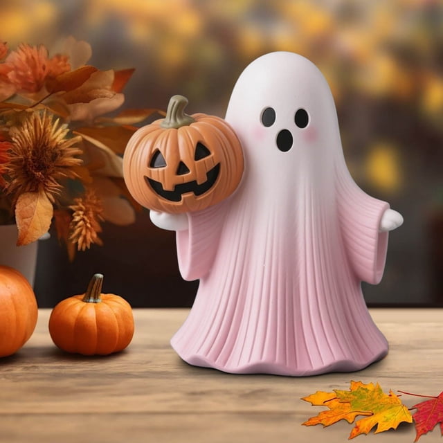 Adorno de resina de fantasma calabaza de Halloween | Decoración festiva para Halloween | Regalo festivo caprichoso | Acento de pantalla duradero | Decoración para el hogar y la oficina | 1 pieza