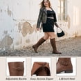 thumbnail image 4 of Love Steetly Women's Extra Wide Calf Knee High Boots, Rivet Decor Tall Boots, Low Block Heel Side Zipper Stretch Riding Boots for Wide Legs., 4 of 8