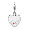 thumbnail image 1 of FB Jewels Sterling Silver Polished w/ Red CZ LOVE Heart Lobster Clasp Charm, 1 of 3