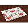 thumbnail image 1 of Ambesonne Floral Place Mats Set of 4, Christmas Flowers Buds, Standard Size, Pink Green White, 1 of 4