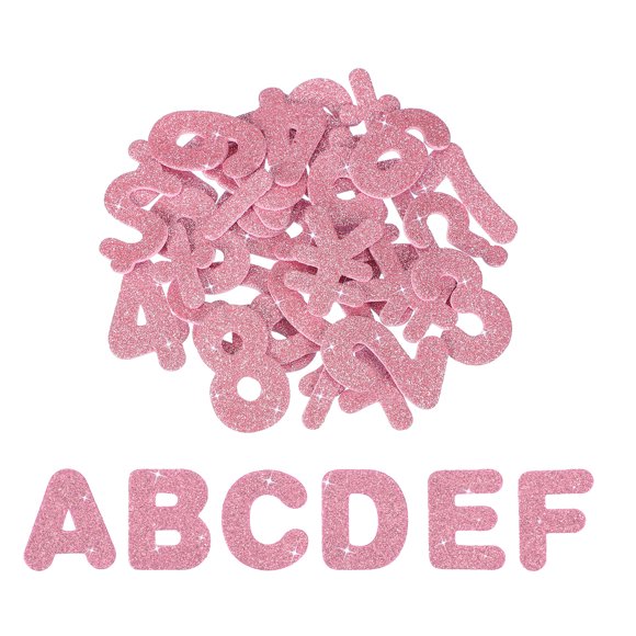 Alphabet Foam Stickers, 104Pcs Letters A-Z EVA Self Adhesive Glitters Foam Shape Sticker Craft Supplies for Scrapbook Card DIY Making Home Decor, Pink