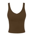 thumbnail image 6 of XuhomerSummer Tank Tops for Women Crew Neck Sleeveless Blouse Party Vacation Casual Loose Solid Color Cami Tee Active Workout Camisole Shirts Brown XL, 6 of 6