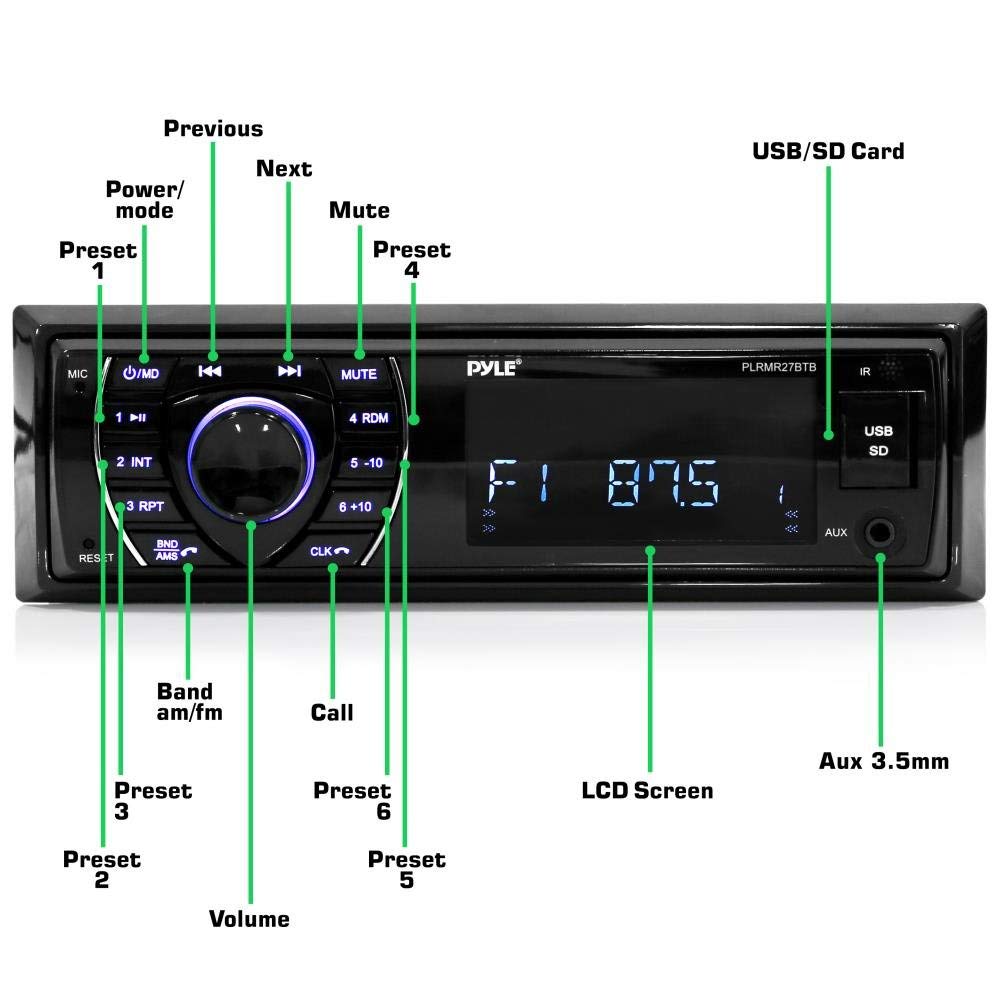 BT Marine Receiver Stereo, Hands-Free Calling, cord free Streaming, MP3/USB/SD Readers, AM/FM Radio (Black) - image 5 of 5