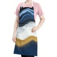 thumbnail image 5 of Blue Marble Gold Wave Pattern Apron-Garden Aprons for Women with Pockets-Cotton Linen Waterproof Kitchen Cooking Gardening Aprons Adjustable for Kitchen,Cooking,BBQ and Salon 33x27 Inch, 5 of 7