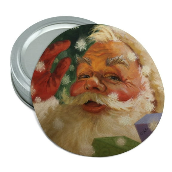 Christmas Holiday Hello Santa Claus Round Rubber Non-Slip Jar Gripper Lid Opener