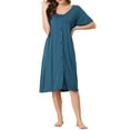 thumbnail image 2 of NOMADIC NOOK Womens 2 Packs Short Sleeve Nightshirt Button Up Midi Nightgown, 2 of 5