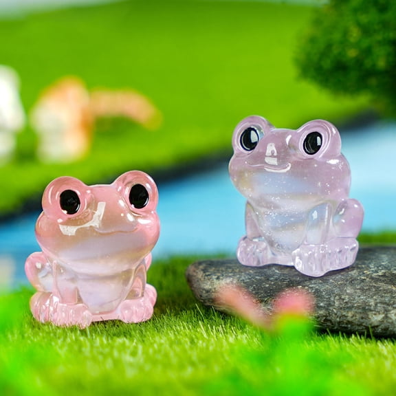 DEMACRIO Luminous Mini Frogs Figurines 12Pcs Resin Tiny Landscape Decoration for DIY Terrarium Crafts Bonsai Setup